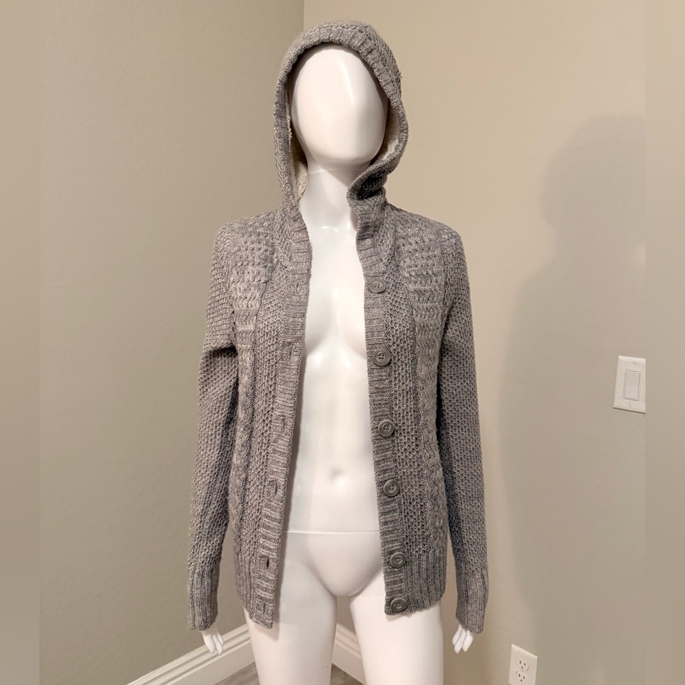 Glam Gray Hooded Cardigan Sweater